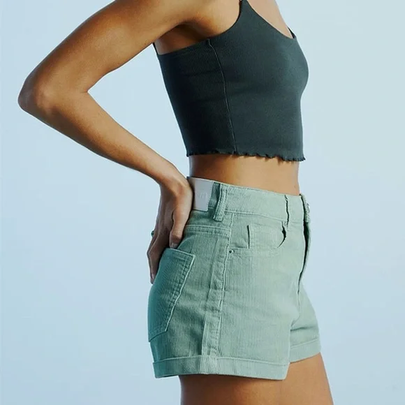 PacSun Women's Sage Green Corduroy Mom Shorts - Picture 3 of 5